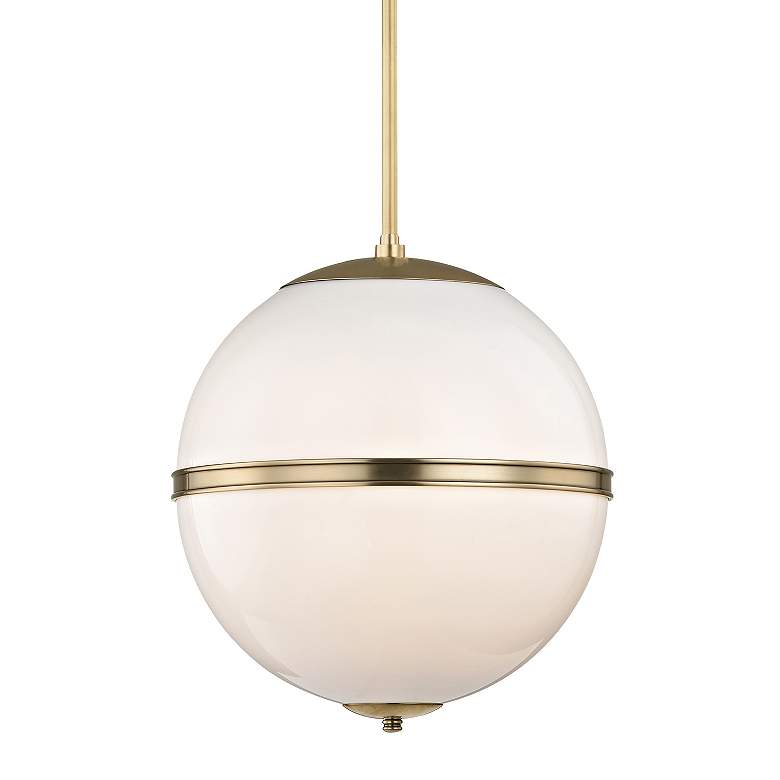 Image 5 Crystorama Truax 16" Aged Brass and White Acrylic Orb Pendant Light more views