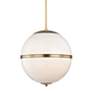 5_Crystorama Truax 16" Aged Brass and White Acrylic Orb Pendant Light more views