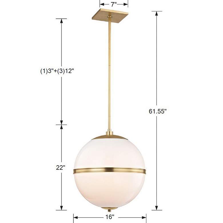 Image 6 Crystorama Truax 16" Aged Brass and White Acrylic Orb Pendant Light more views