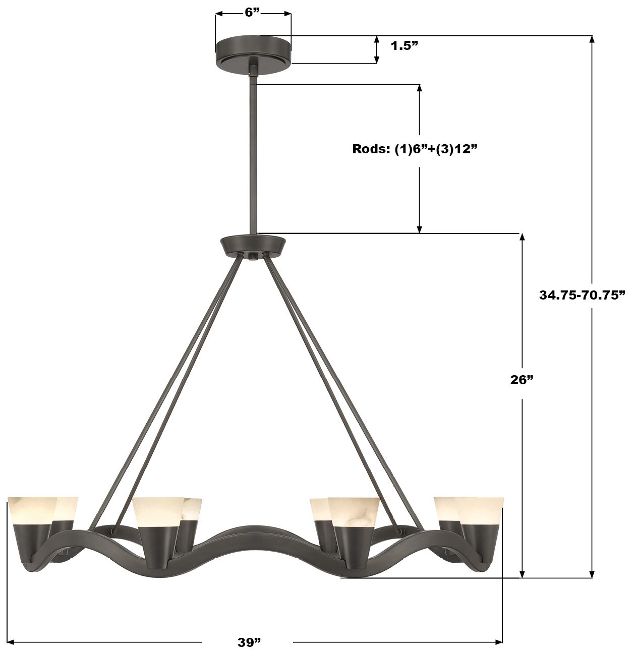 Image 7 Crystorama Vance 39'' Integrated LED Bronze Noir Chandelier more views