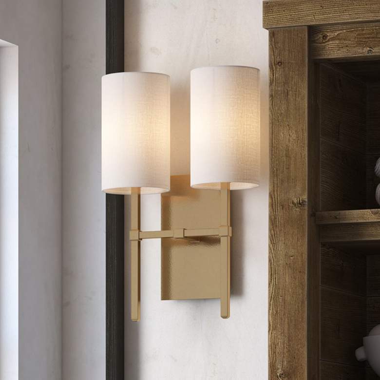 Image 1 Crystorama Veronica 16 1/2"H Aged Brass 2-Light Wall Sconce