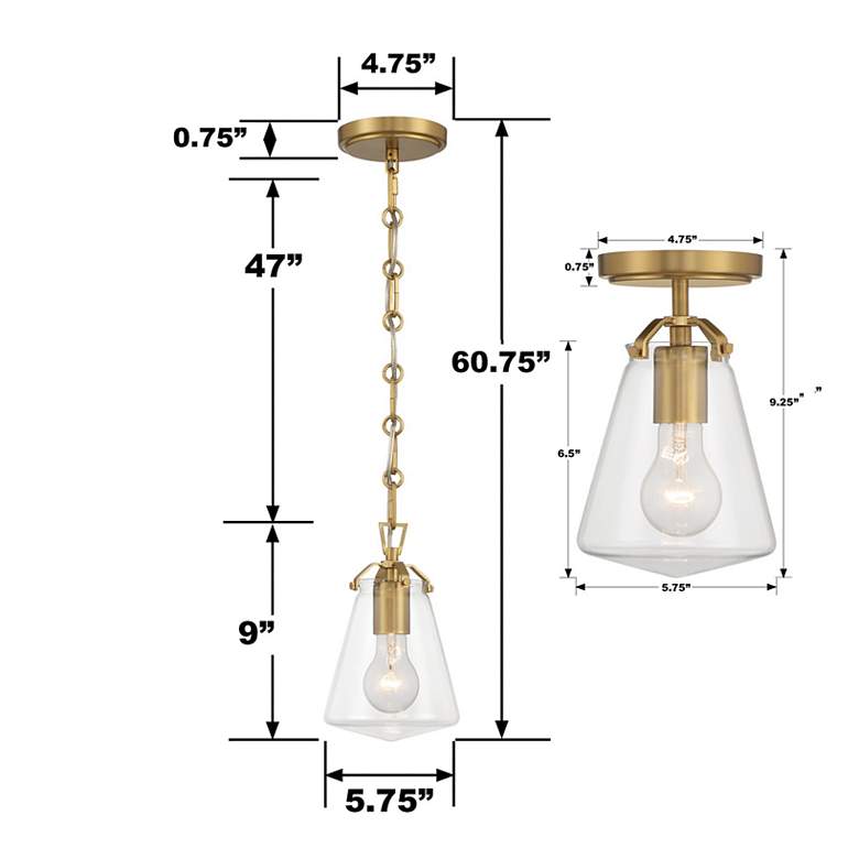 Image 5 Crystorama Voss 1 Light Luxe Gold Semi Flush Mount more views