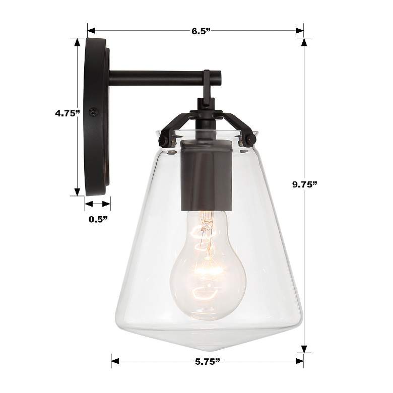 Image 7 Crystorama Voss 1 Light Matte Black Sconce more views