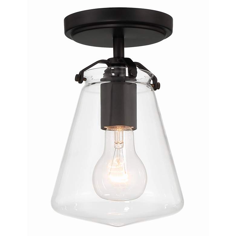 Image 1 Crystorama Voss 1 Light Matte Black Semi Flush Mount