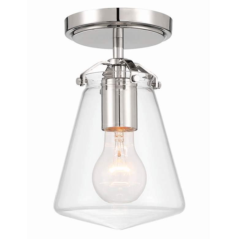 Image 1 Crystorama Voss 1 Light Polished Nickel Semi Flush Mount