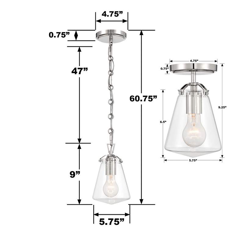 Image 5 Crystorama Voss 1 Light Polished Nickel Semi Flush Mount more views