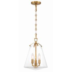 Crystorama Voss 11" Wide Luxe Gold 3-Light Mini Pendant