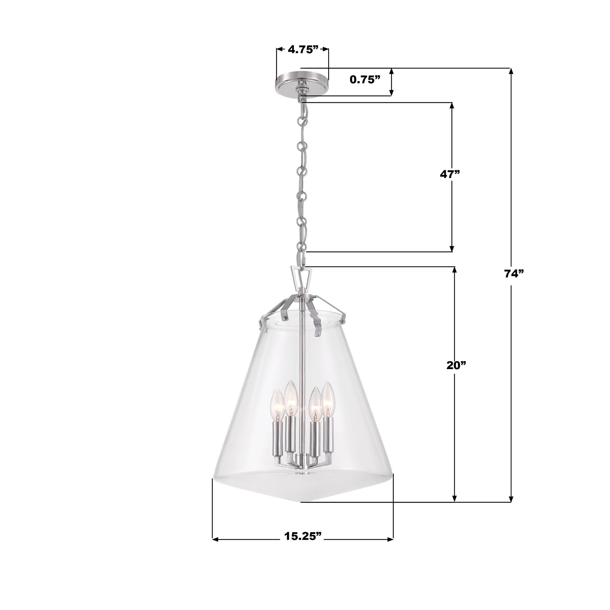 Crystorama Voss 15.25'' Polished Nickel Pendant
