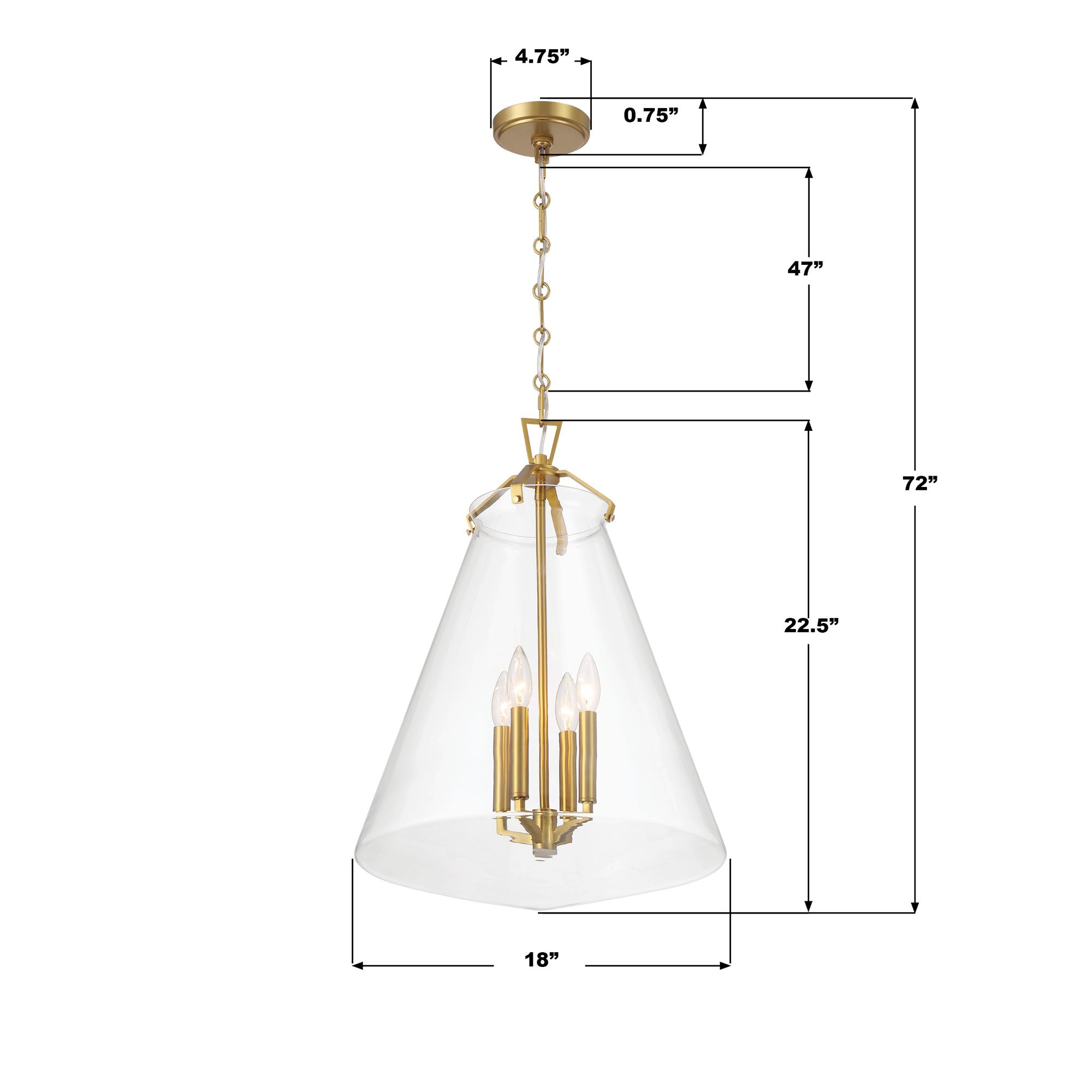 Crystorama Voss 18" Wide Luxe Gold 4-Light Pendant