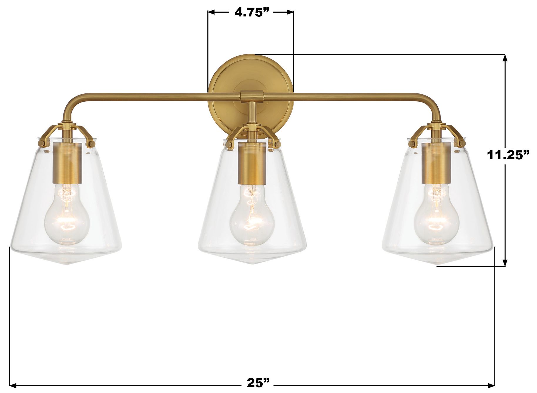Image 7 Crystorama Voss 25'' Luxe Gold Bathroom Vanity more views