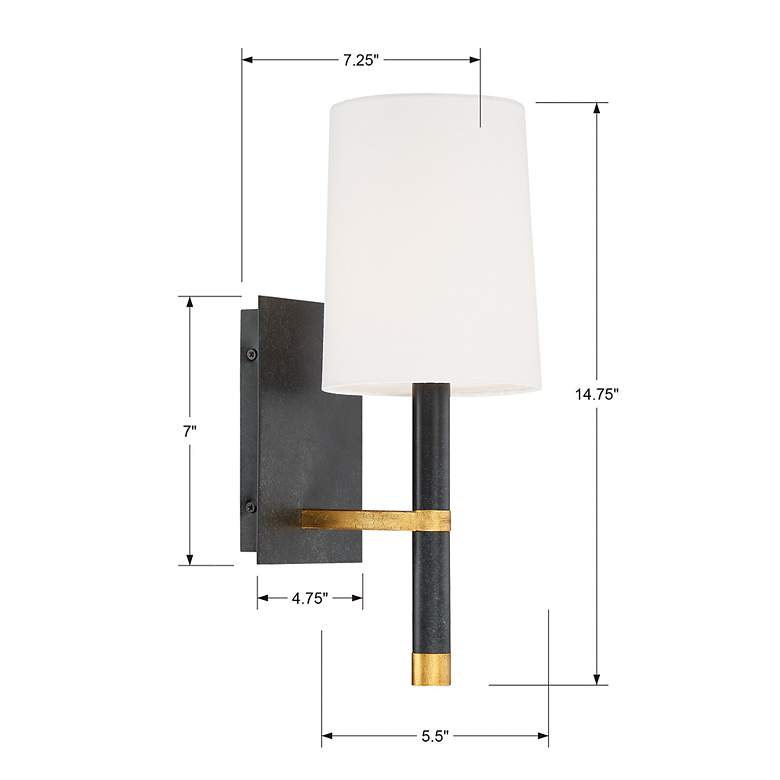 Image 7 Crystorama Weston 14 1/2" High Black Wall Sconce more views