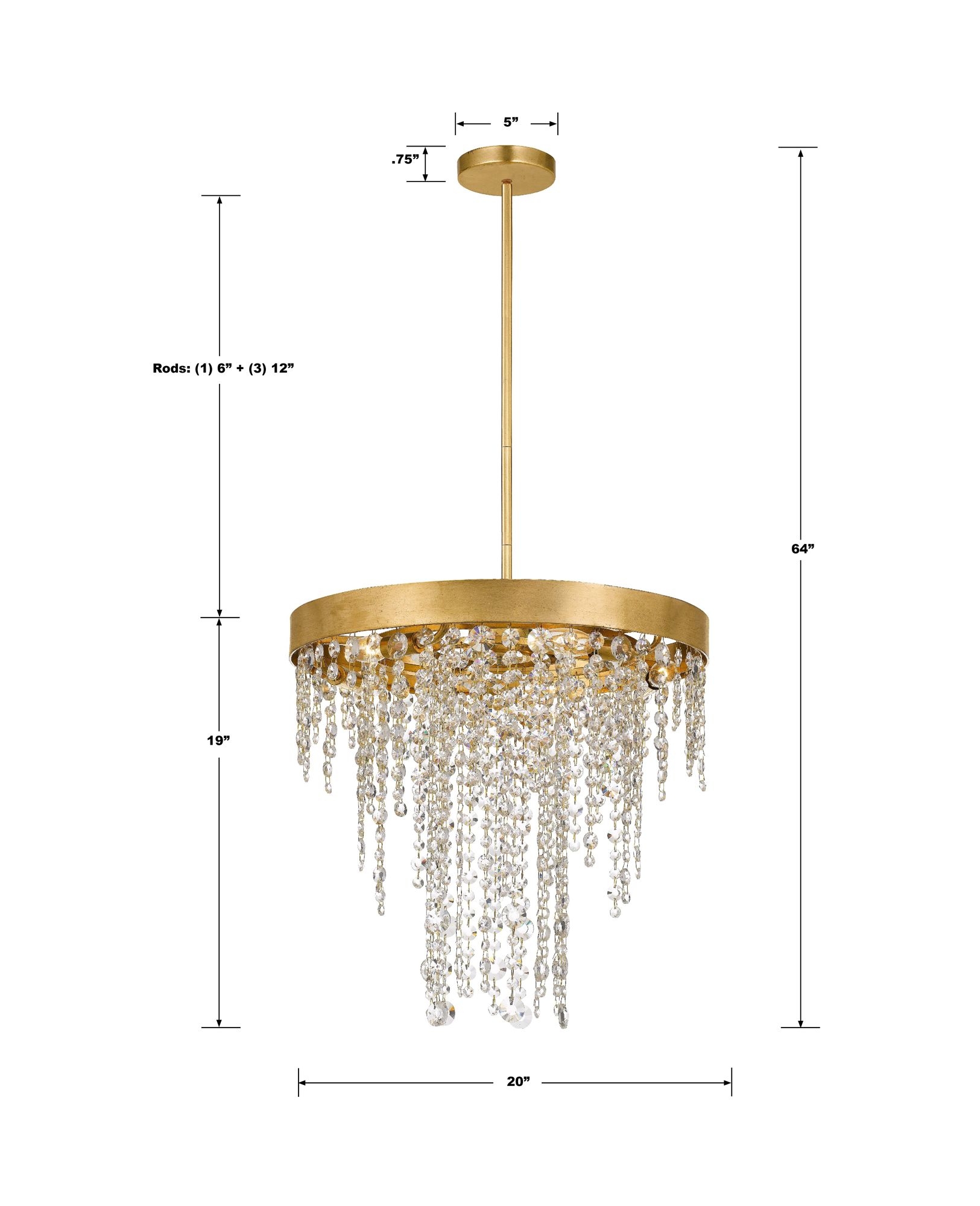 Crystorama Winham 20"W Antique Gold and Crystal Chandelier