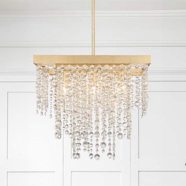 Image 1 Crystorama Winham 22 inchW Antique Gold Crystal Pendant Light