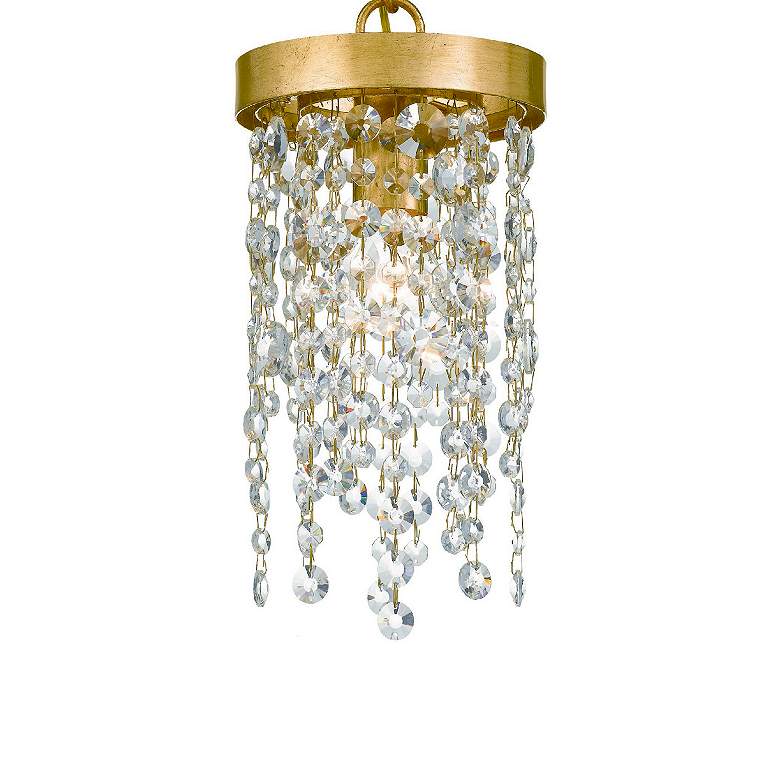 Image 3 Crystorama Winham 7" Wide Antique Gold and Crystal Mini Pendant more views