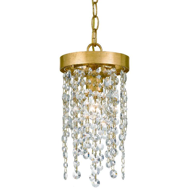 Image 5 Crystorama Winham 7" Wide Antique Gold and Crystal Mini Pendant more views
