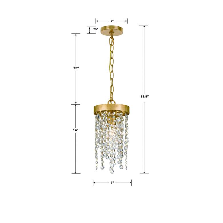 Image 6 Crystorama Winham 7" Wide Antique Gold and Crystal Mini Pendant more views