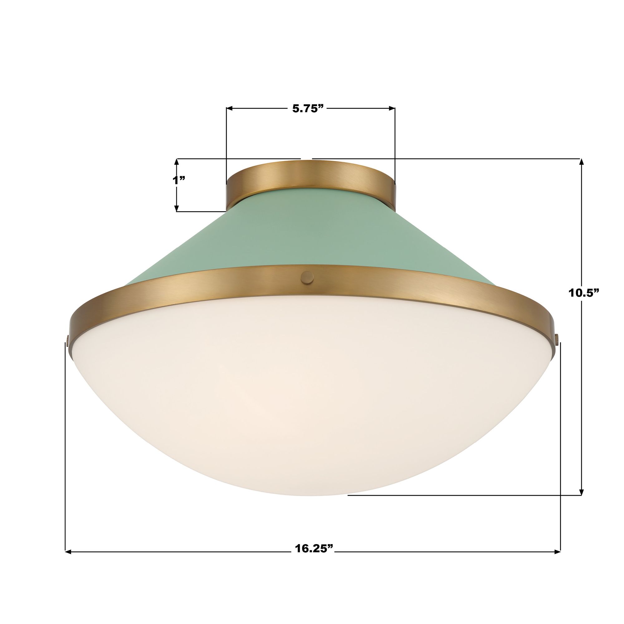 Crystorama Xander 16.25'' Vibrant Gold + Green Flush Mount