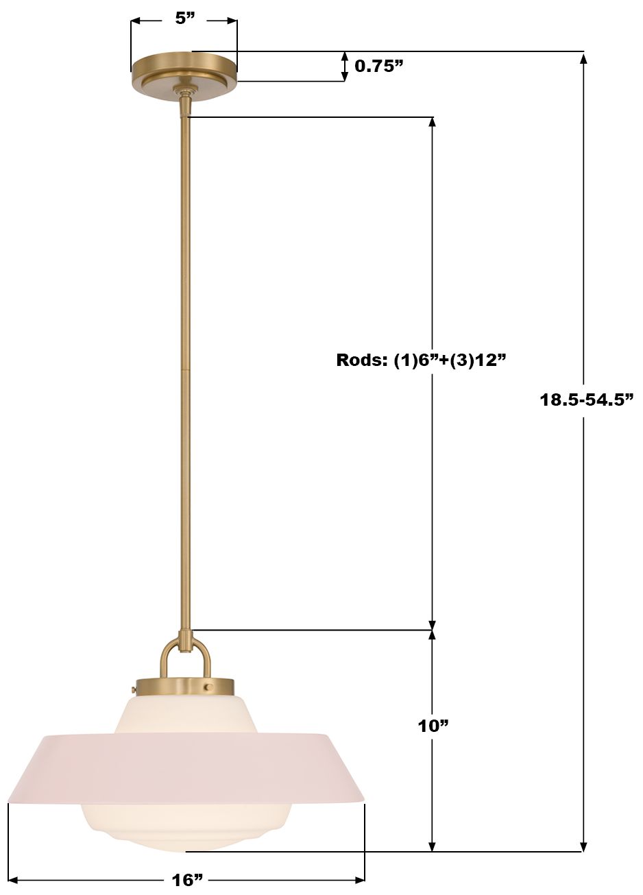 Crystorama Xander 16'' Vibrant Gold + Blush Pendant