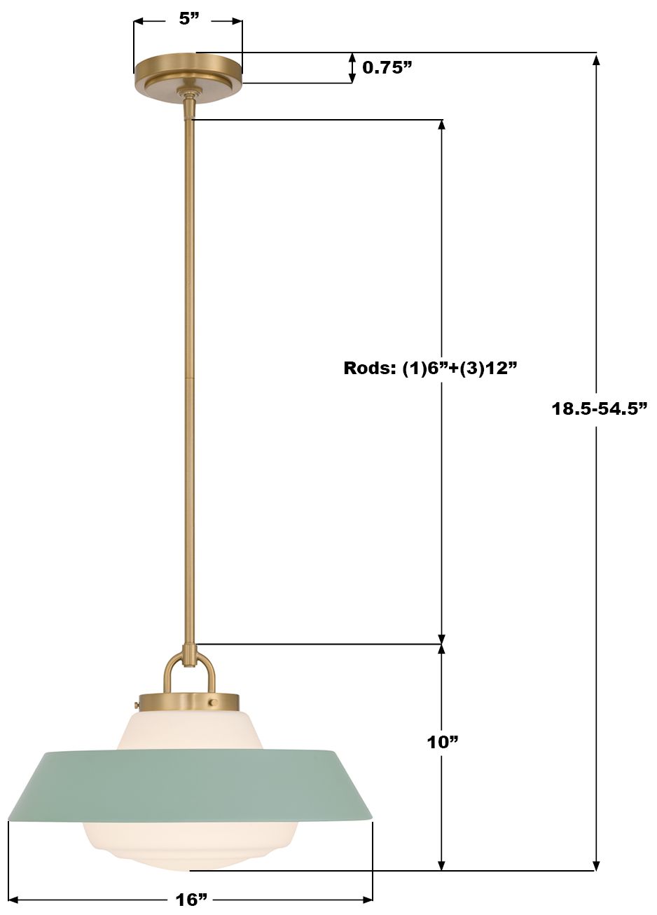 Crystorama Xander 16'' Vibrant Gold + Green Pendant