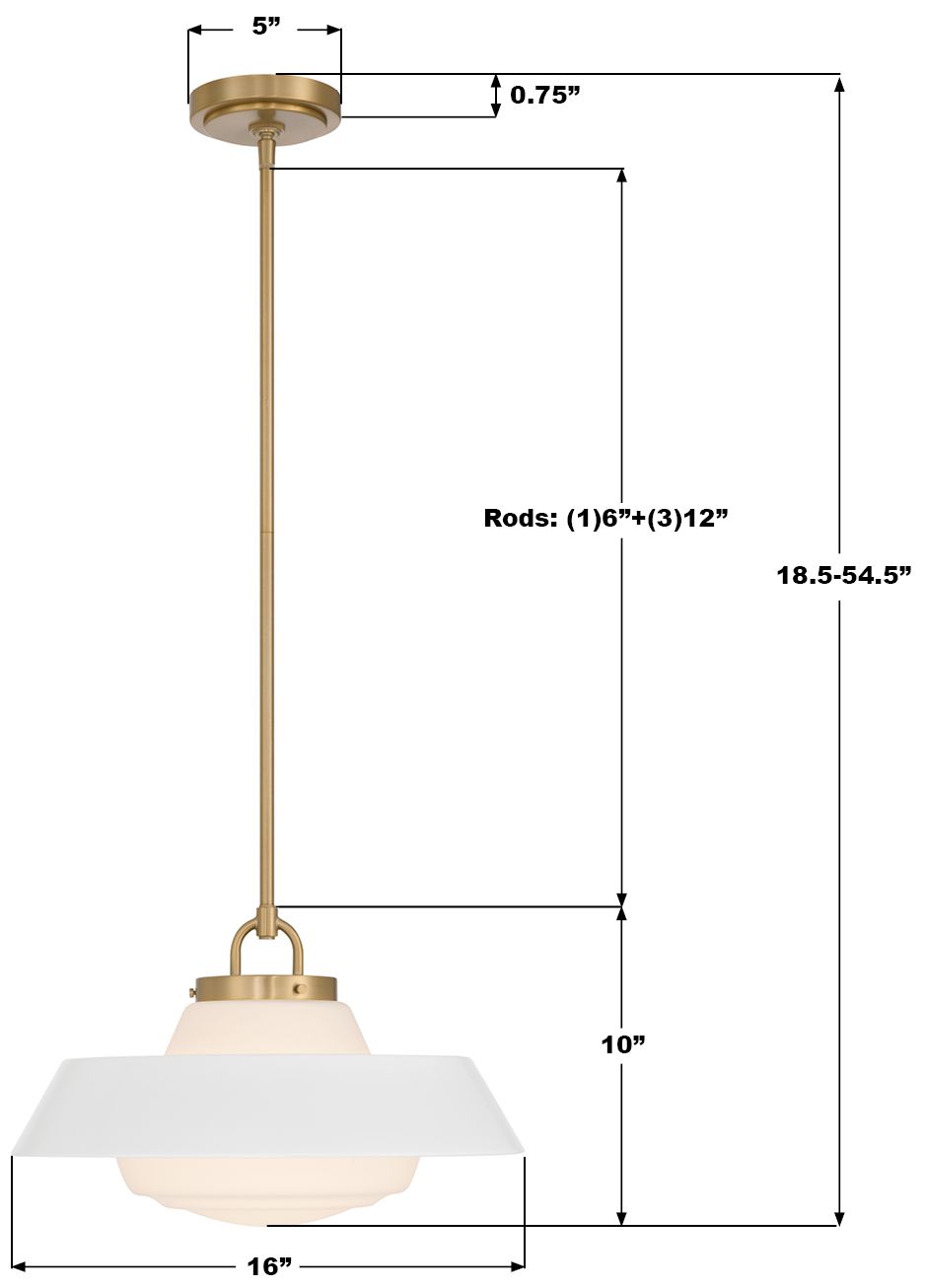 Image 7 Crystorama Xander 16'' Vibrant Gold + White Pendant more views