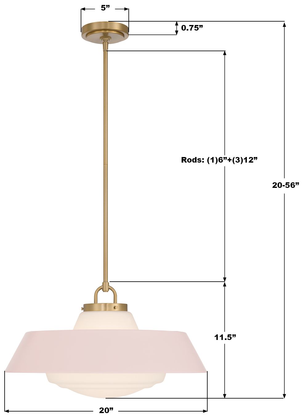 Image 7 Crystorama Xander 20'' Vibrant Gold + Blush Pendant more views