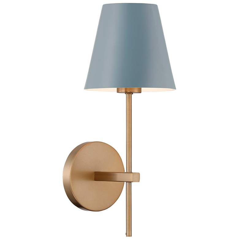 Image 2 Crystorama Xavier 1 Light Vibrant Gold + Blue Sconce