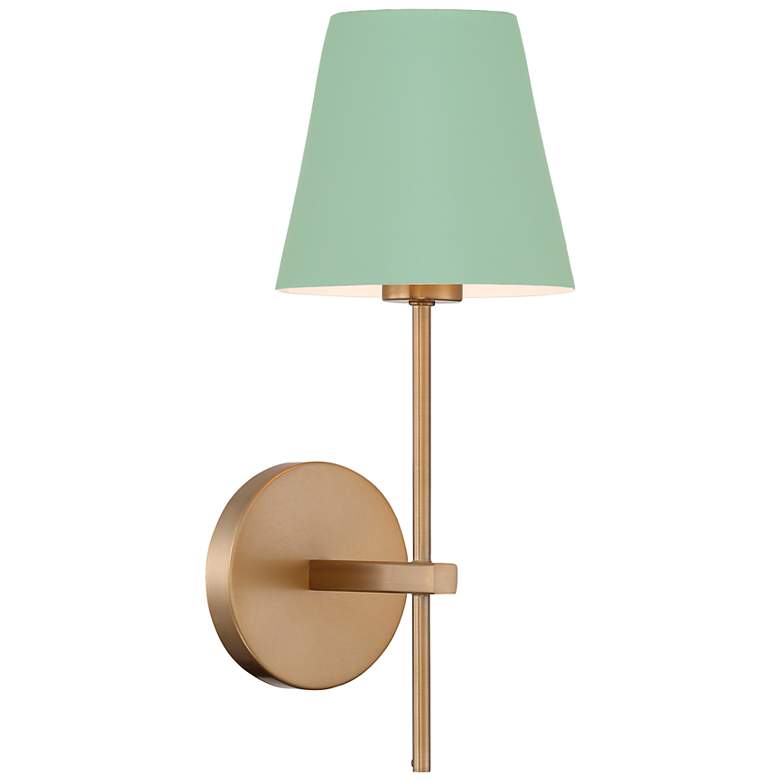 Image 2 Crystorama Xavier 1 Light Vibrant Gold + Green Sconce