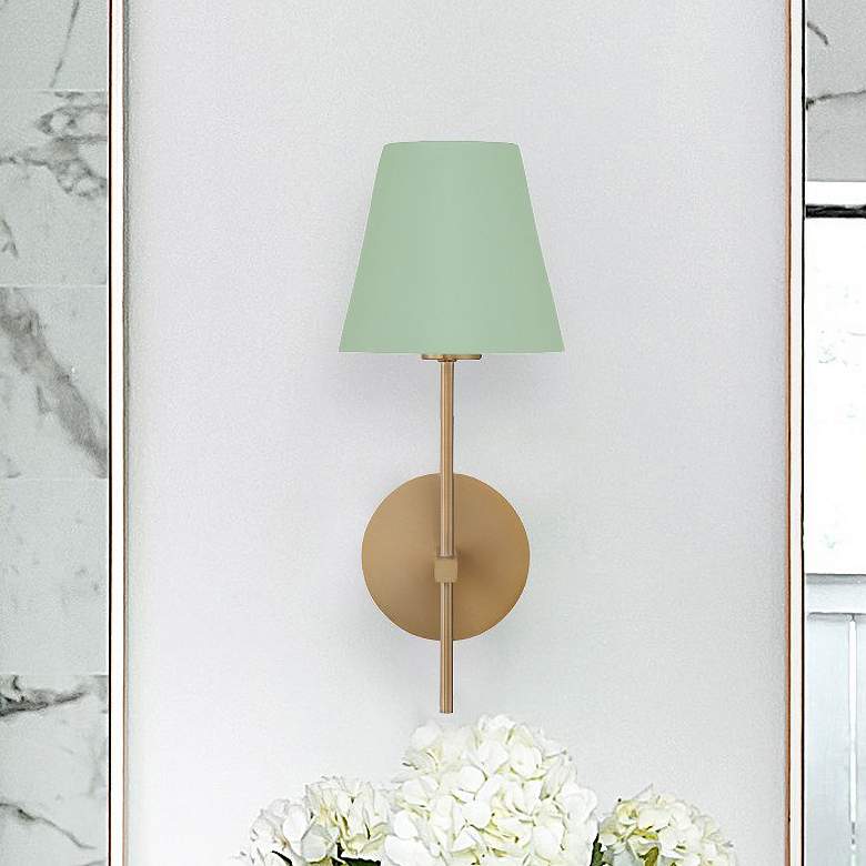 Image 1 Crystorama Xavier 1 Light Vibrant Gold + Green Sconce
