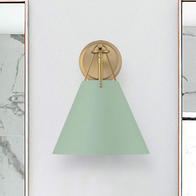 Image 1 Crystorama Xavier 1 Light Vibrant Gold + Green Task Sconce