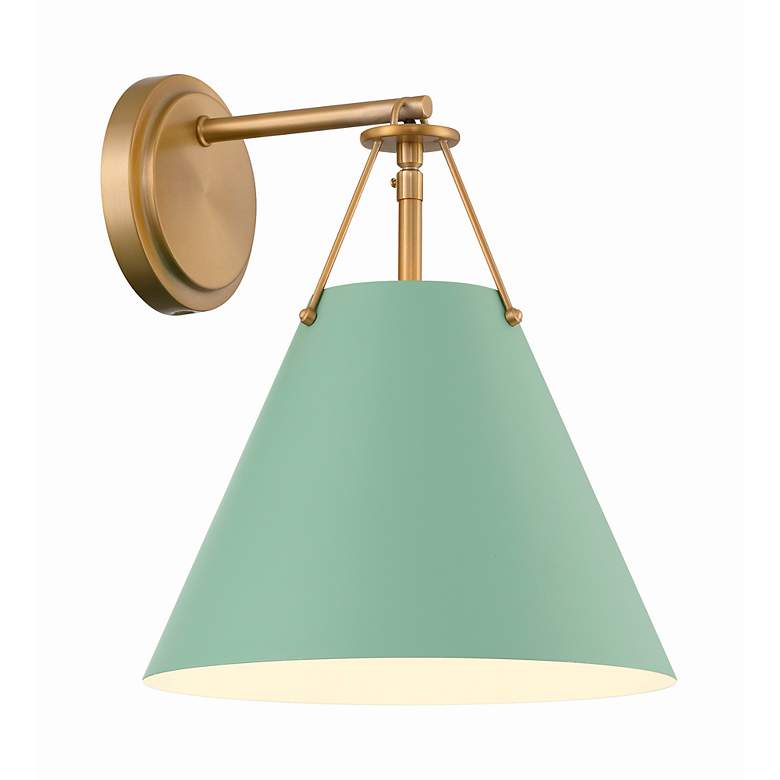 Image 3 Crystorama Xavier 1 Light Vibrant Gold + Green Task Sconce more views