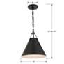 Crystorama Xavier 12" Wide Matte Black Mini Pendant