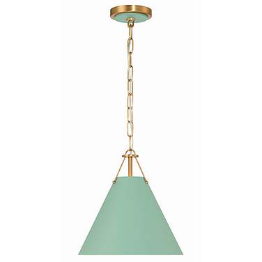 Crystorama Xavier 12"W Vibrant Gold and Green Mini Pendant