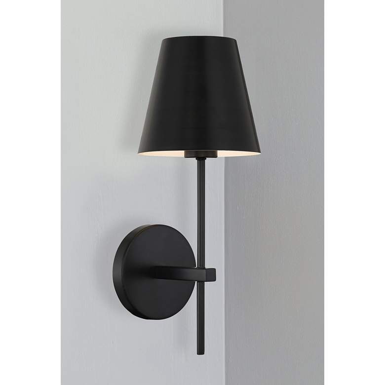 Image 1 Crystorama Xavier 15 inch High One Light Modern Matte Black Wall Sconce