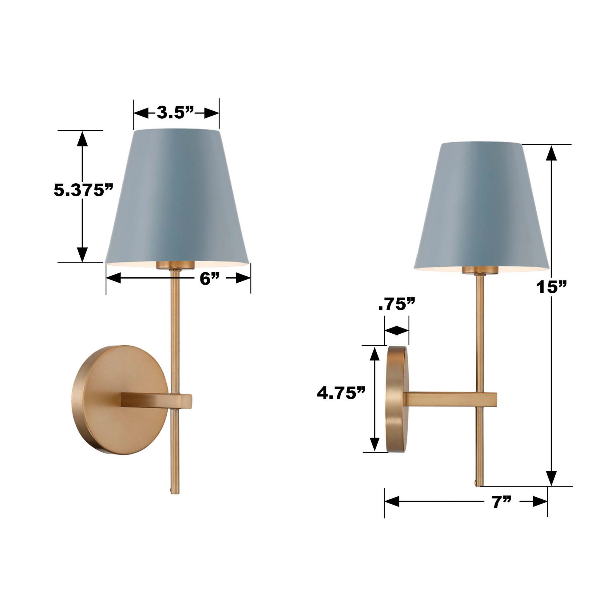 Crystorama Xavier 15" High Vibrant Gold and Blue Wall Sconce