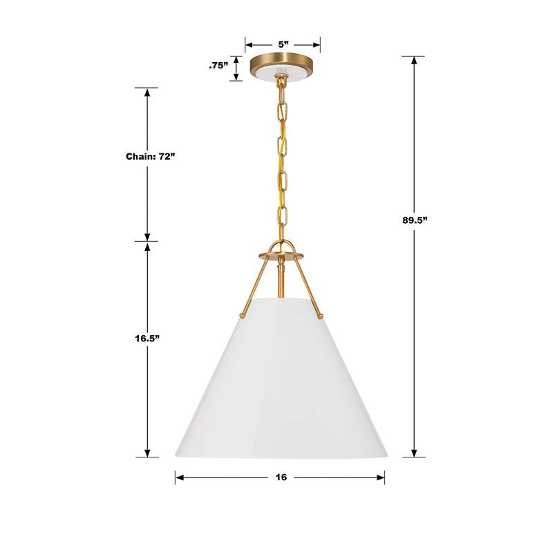 Image 5 Crystorama Xavier 16" Wide Vibrant Gold Cone Pendant Light more views