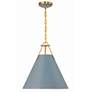 2_Crystorama Xavier 16"W Vibrant Gold and Blue Pendant Light