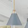 6_Crystorama Xavier 16"W Vibrant Gold and Blue Pendant Light more views
