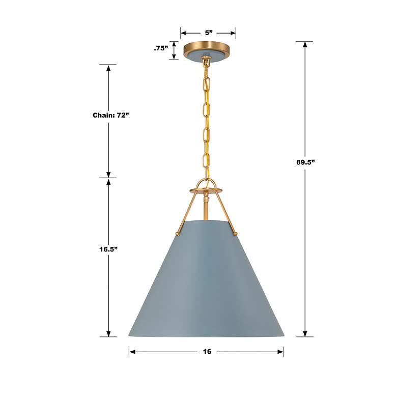 Image 7 Crystorama Xavier 16"W Vibrant Gold and Blue Pendant Light more views