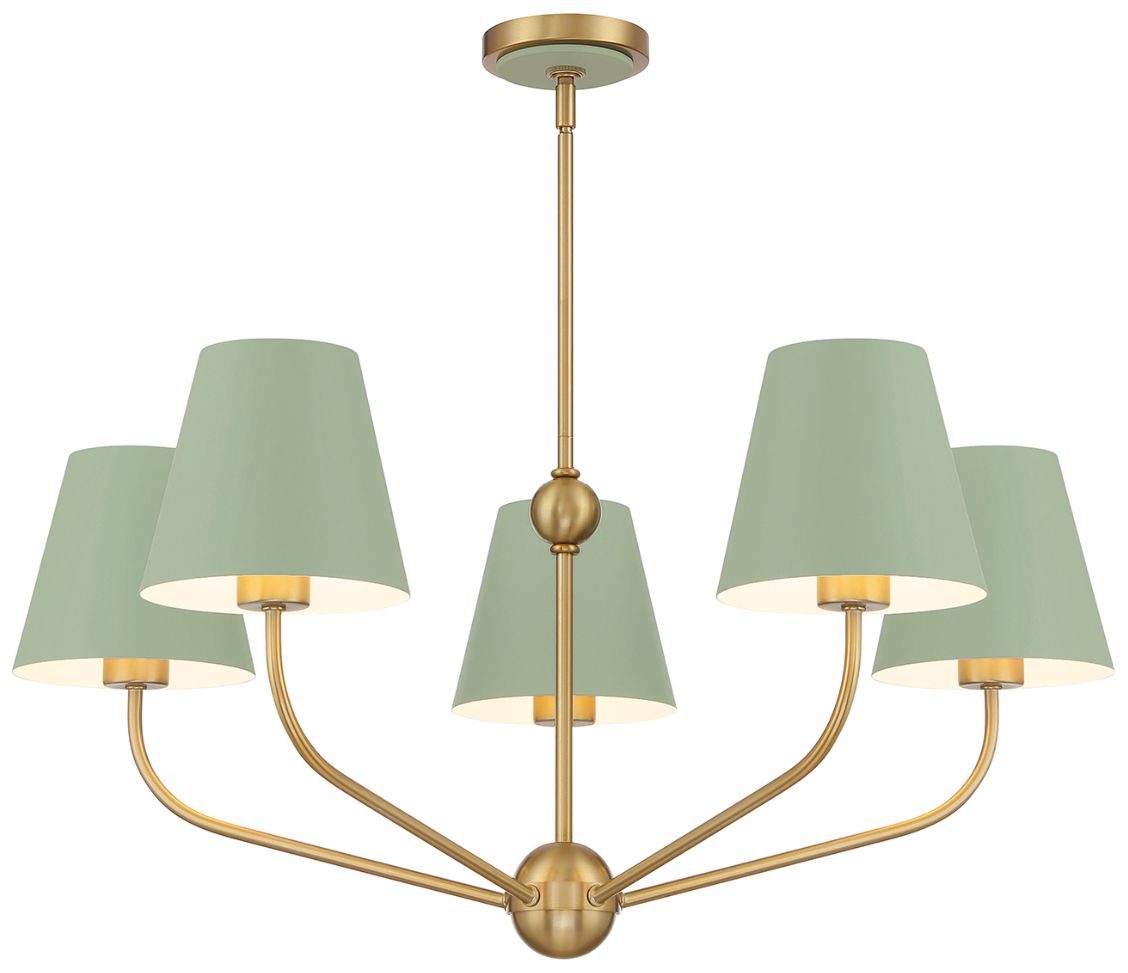 Image 2 Crystorama Xavier 28'' Vibrant Gold + Green Chandelier