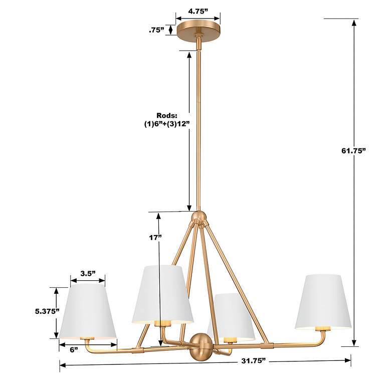 Image 7 Crystorama Xavier 4 Light Vibrant Gold + White Chandelier more views