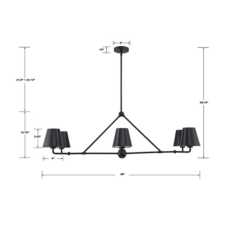 Image 7 Crystorama Xavier 46" Wide Matte Black 6-Light Chandelier more views