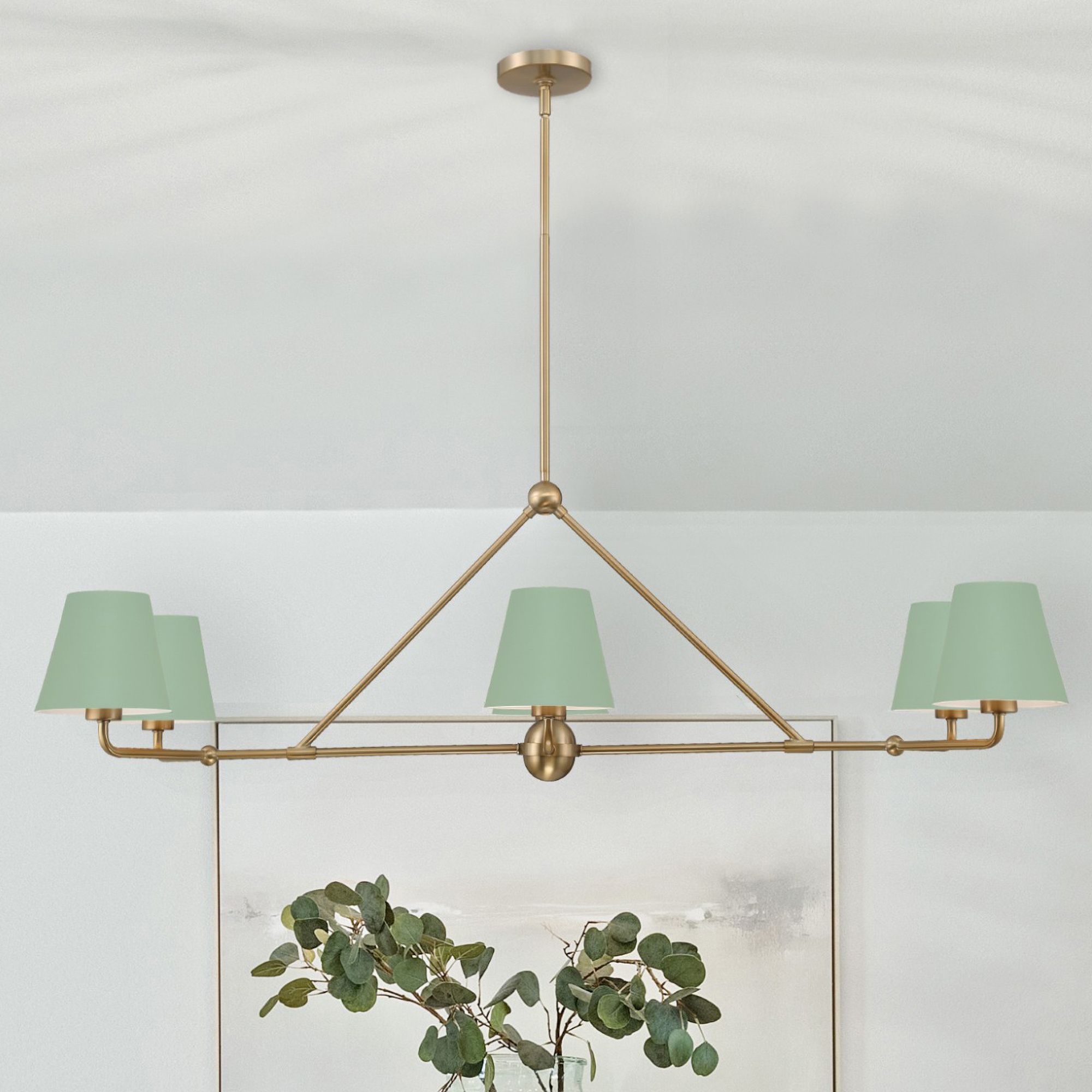 Image 5 Crystorama Xavier 46'' Vibrant Gold + Green Linear Chandelier more views