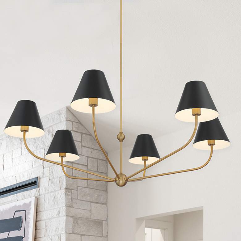 Image 1 Crystorama Xavier 48" Wide Vibrant Gold 6-Light Chandelier