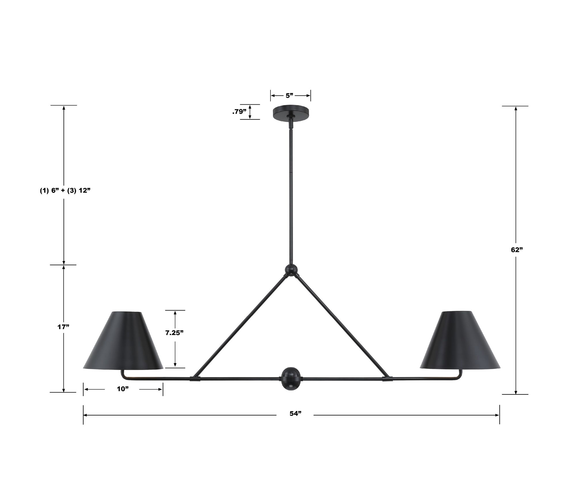 Image 7 Crystorama Xavier 54'' Matte Black Linear Chandelier more views