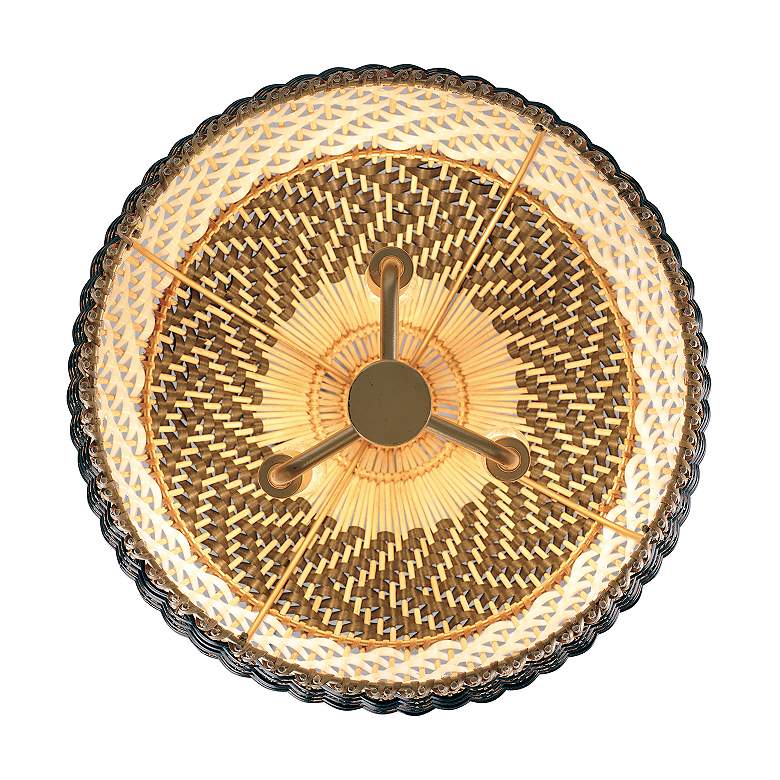 Image 7 Crystorama Zanzibar 14" Wide 3-Light Black and Natural Rattan Pendant more views