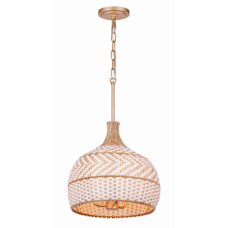 Image 2 Crystorama Zanzibar 14" Wide Natural Rattan Pendant Light more views