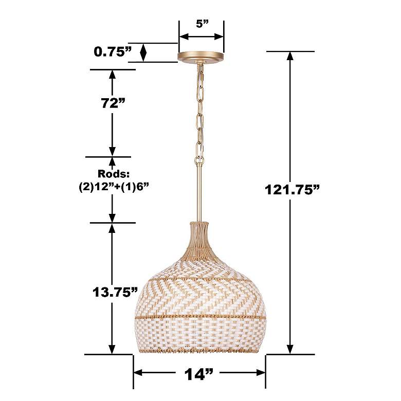 Image 6 Crystorama Zanzibar 14" Wide Natural Rattan Pendant Light more views