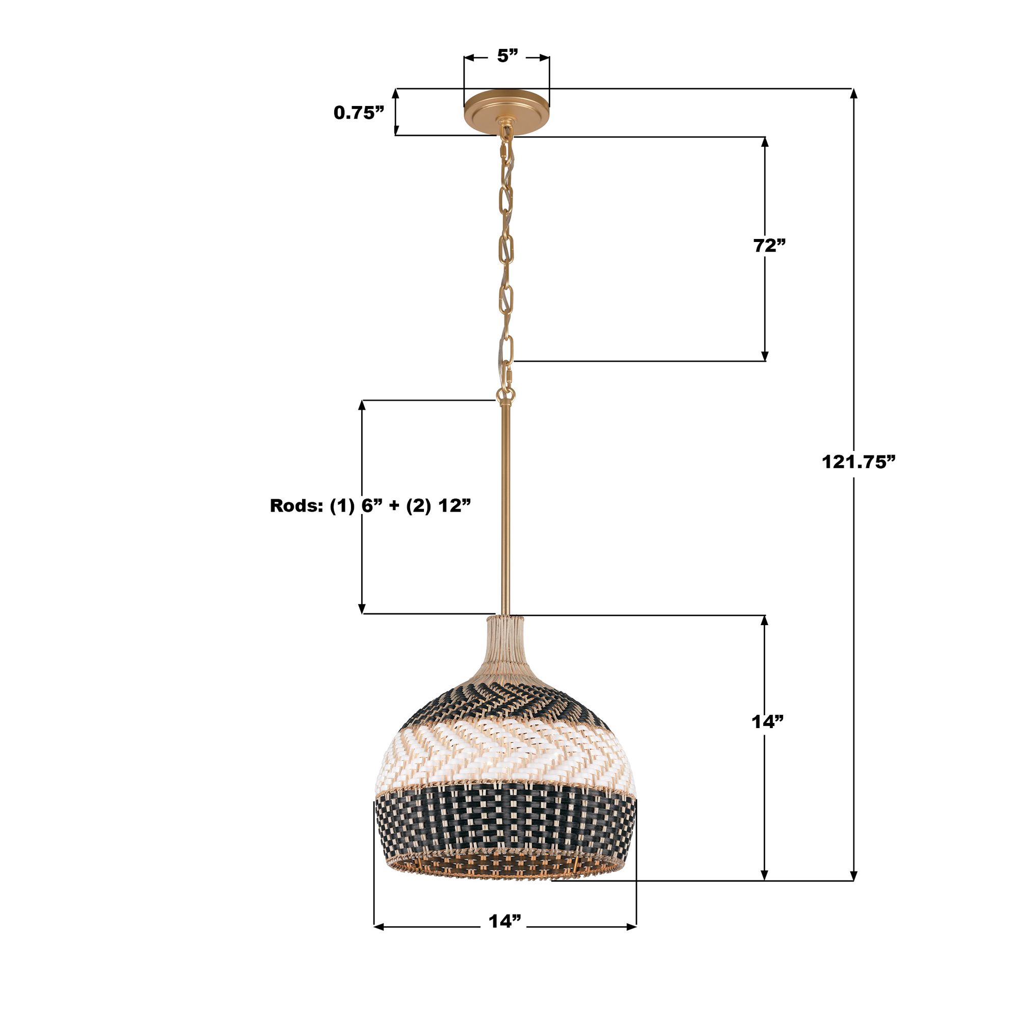 Crystorama Zanzibar 14" Wide Soft Gold Pendant Light