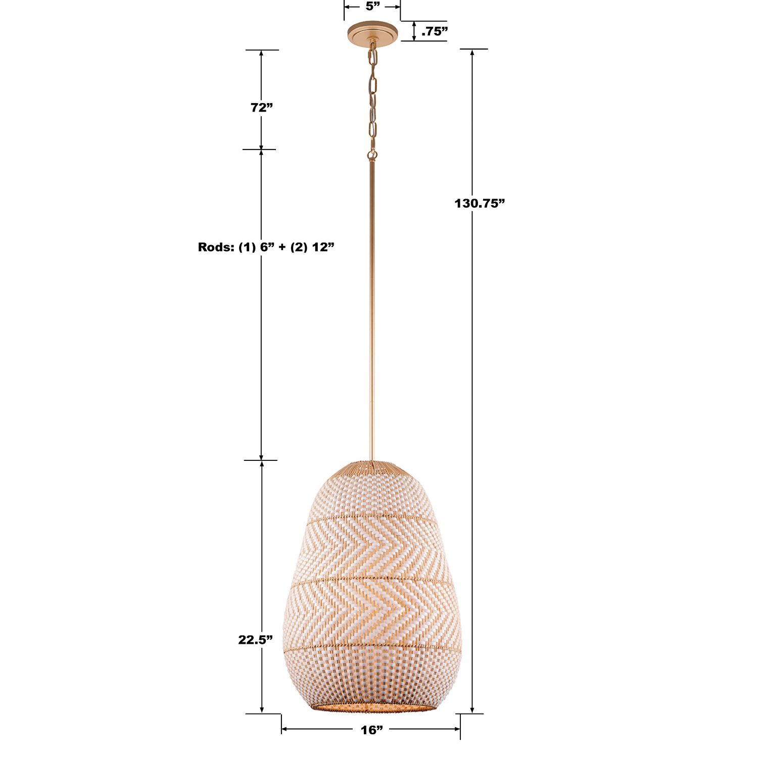 Crystorama Zanzibar 16'' Soft Gold Pendant