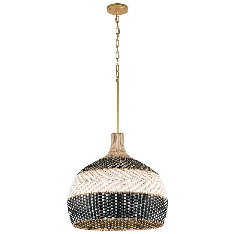 Image 2 Crystorama Zanzibar 21" Wide 5-Light Black and Natural Rattan Pendant